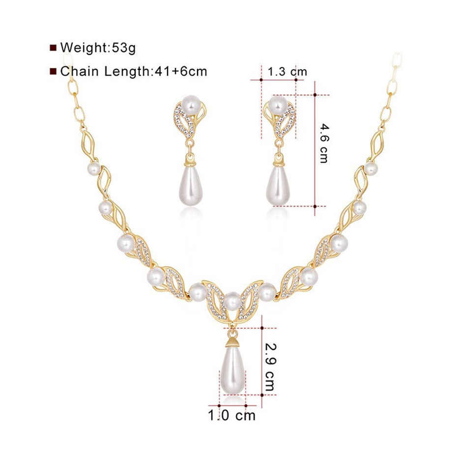 Shining Diva Fashion Latest Stylish Design Gold Plated Pearl Necklace Set for Women | 15121s