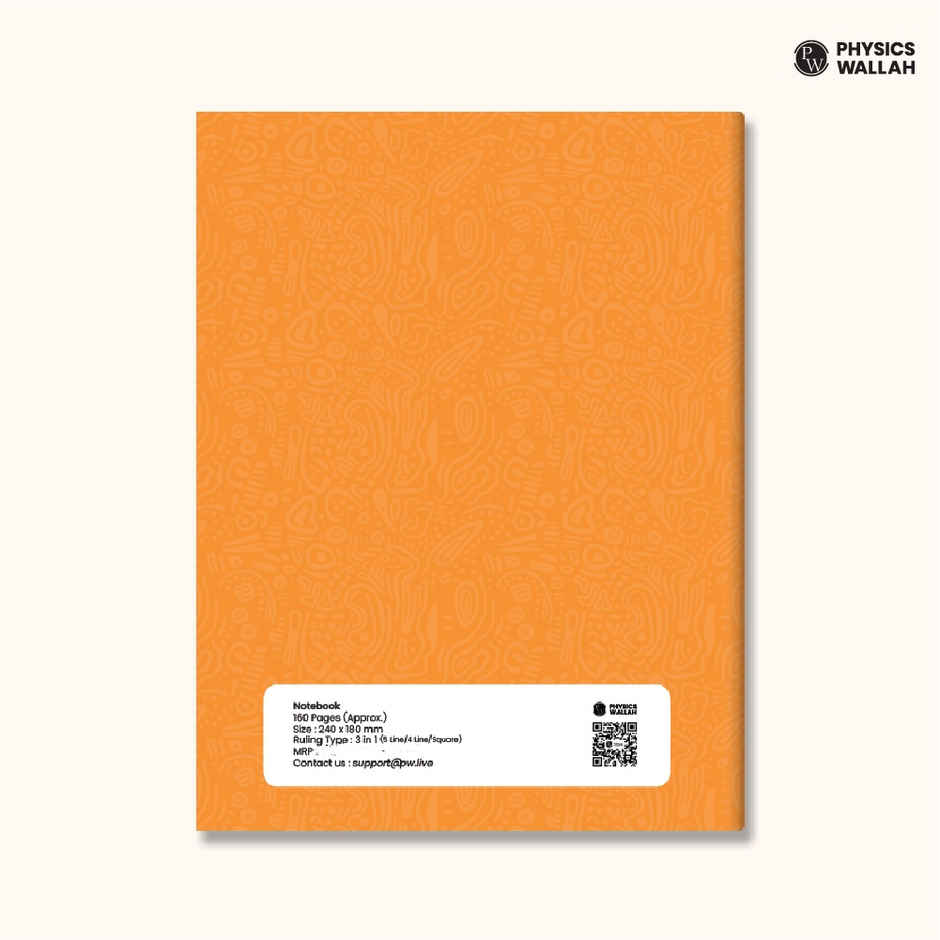 PW Doodle Notebook | 160 pgs | 5 Line with Gap, 4 Line with Gap & 1 cm Square | Orange