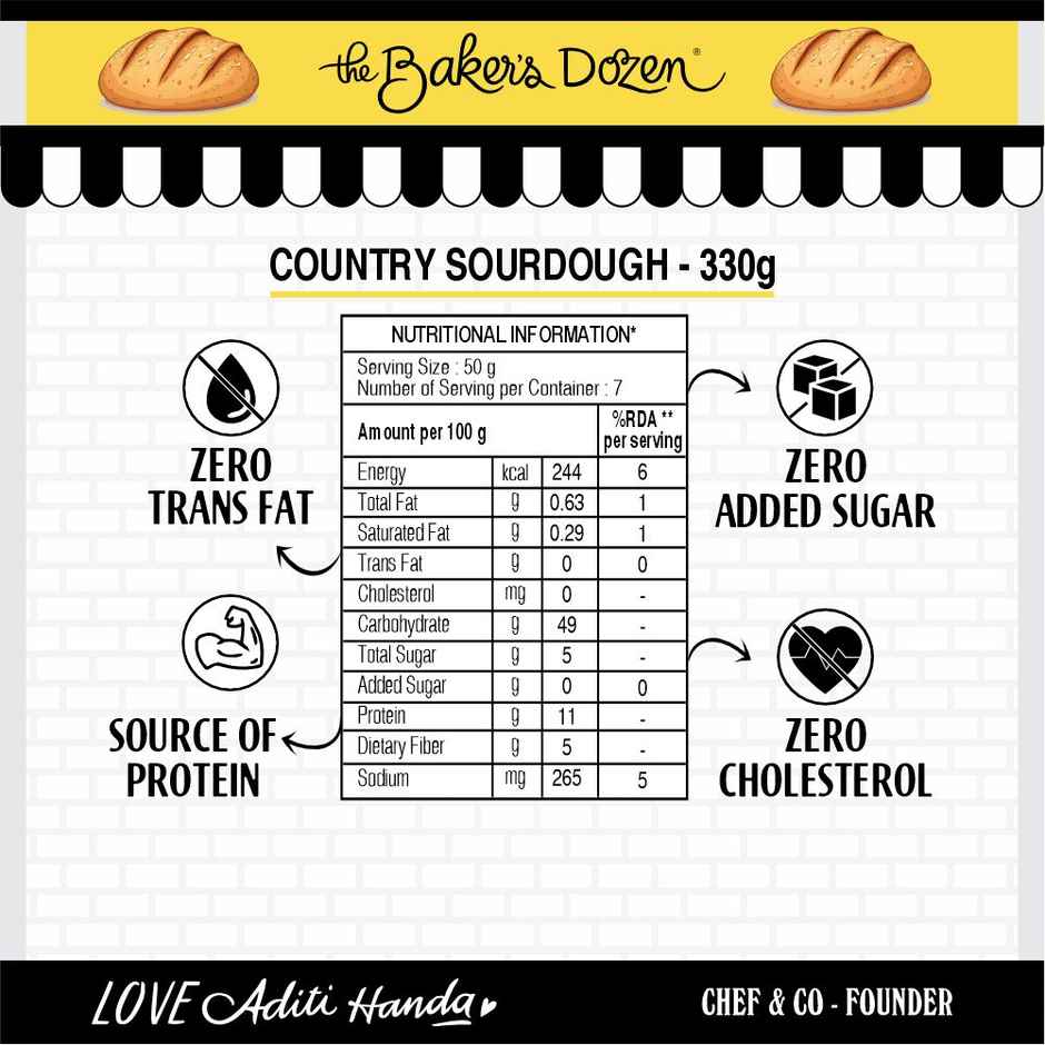 The Baker's Dozen Country Sourdough No Palm Oil No Preservative