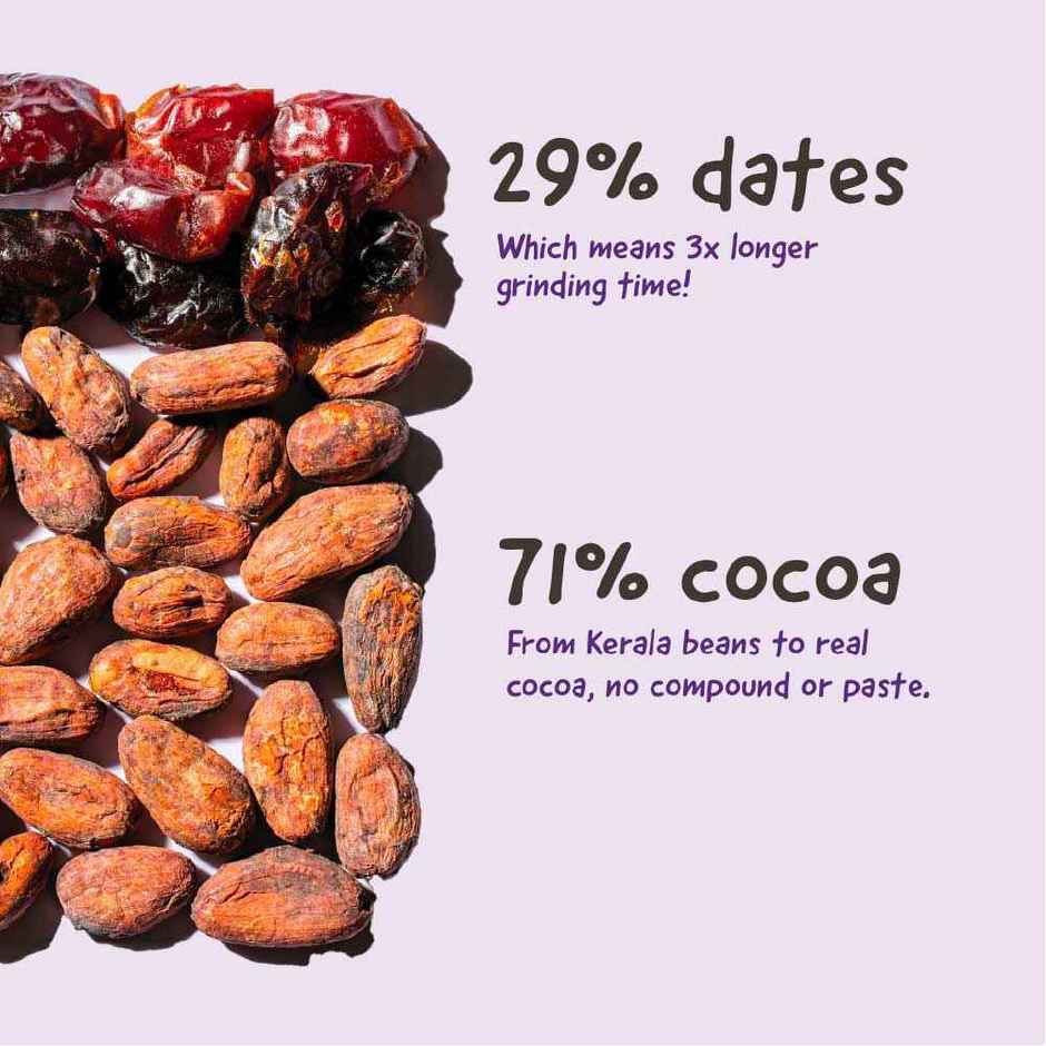 The Whole Truth Dark Cocoa Bar- 71% Dark | 80 G | Sweetened With Dates