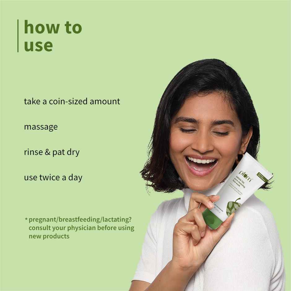 Plum Green Tea Pore Cleansing Face Wash Fights Pimples & Removes Excess Oil Enriched With Green Tea & Glycolic Acid Best Suits Oily Acne-Prone Combination Skin 100% Vegan