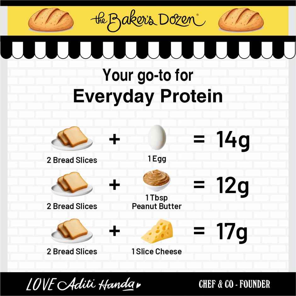 The Baker'S Dozen Zero Maida Protein Bread (240g) & The Baker'S Dozen High Protein Peanut Butter Cookies Biscuits | Artificial Colour-Free Cookies (75g) Combo