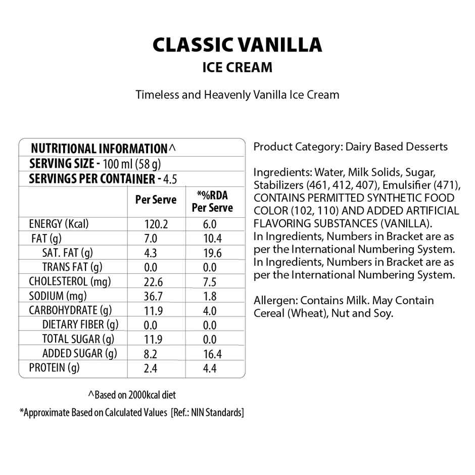 Baskin Robbins Classic Vanilla Ice Cream Tub