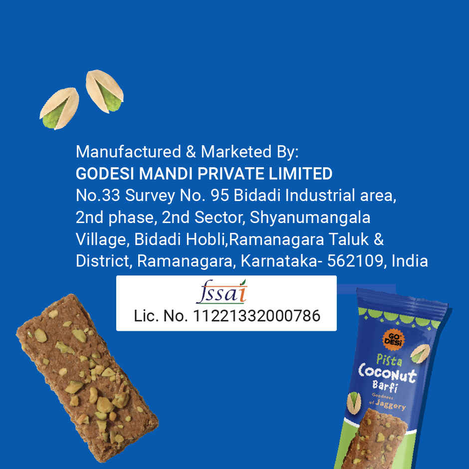 Premium Kaju Katli, 61% Cashew | Burfi | Kaju Katri | Sweets By Go Desi (180g) & Pista Coconut Barfi, 8 Pcs | Burfi | Sweets | By Go Desi (96g) Combo