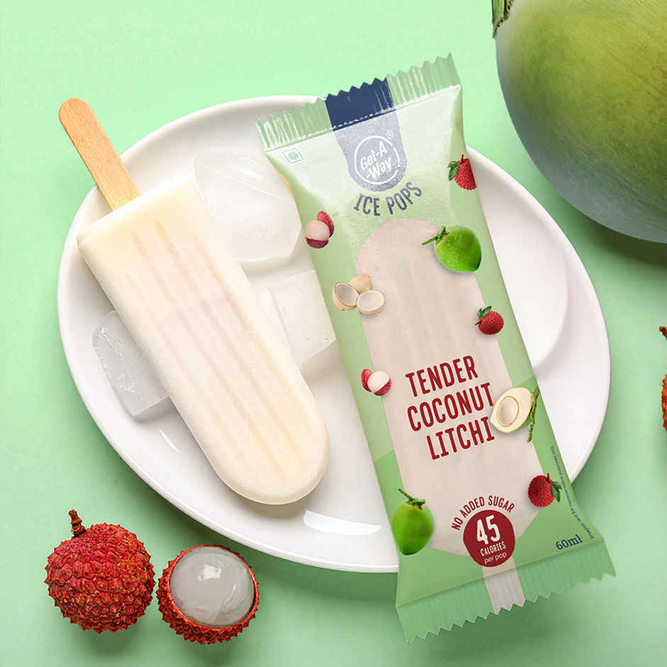 Get-A-Way Tender Coconut Litchi Ice Pop | Low Calorie | Zero Added Sugar
