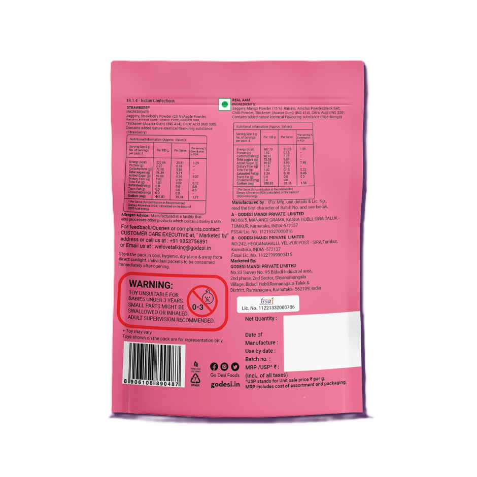 Real Aam (Mango) and Strawberry Desi Popz | No Refined Sugar | Lollipop Candy by GO DESi