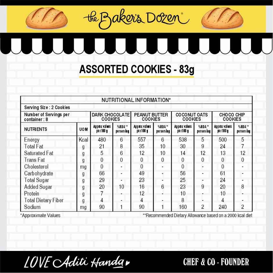 The Baker'S Dozen Wholewheat Banana Walnut Cake (150g) & The Baker'S Dozen Assorted Cookies (83g) Combo