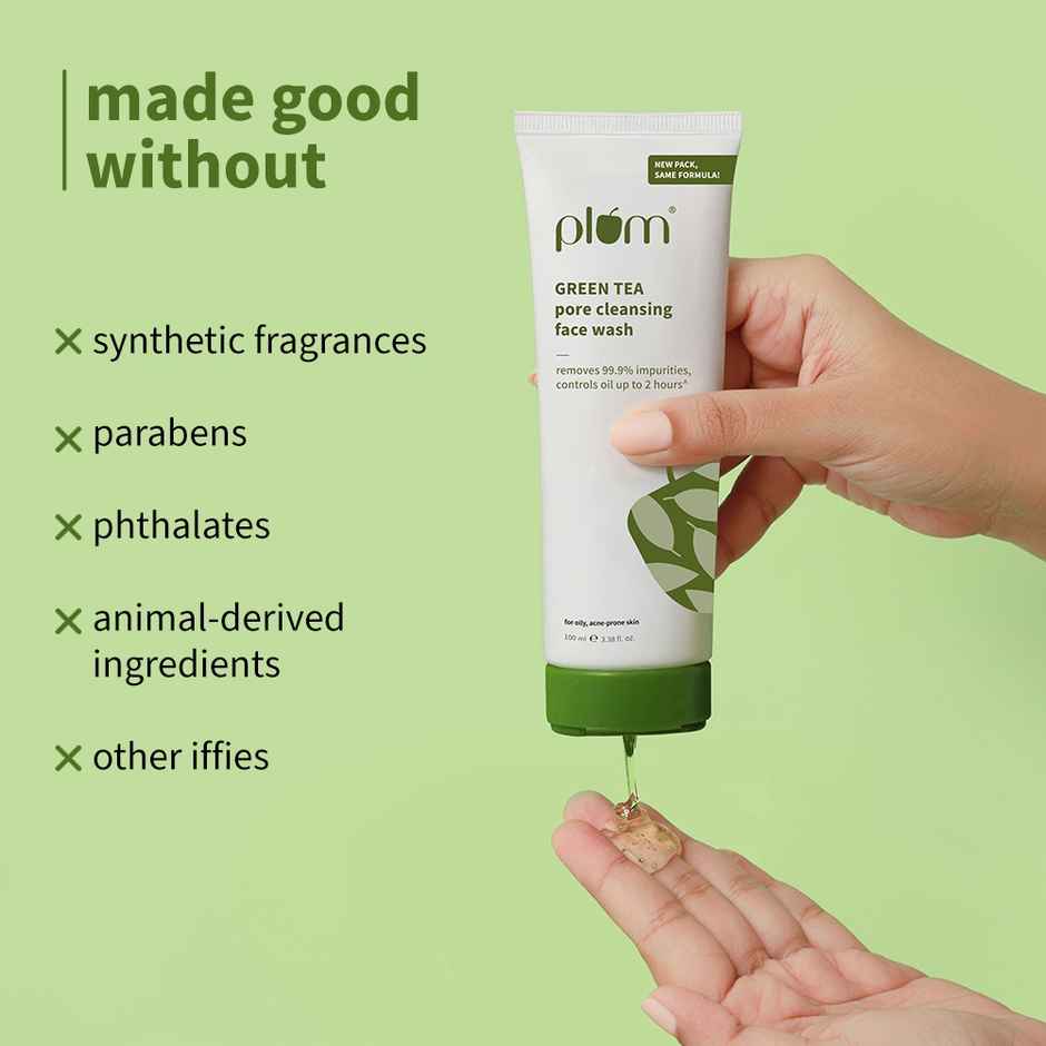 Plum Green Tea Pore Cleansing Face Wash Acne Face Wash Oily Skin| Bright Clear Skin Soap-Free|(100ml), Plum Green Tea Alcohol-Free Toner(200ml) & Plum Green Tea Oil Free Moisturizer (50ml) Combo