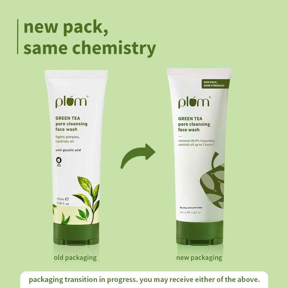 Plum Green Tea Pore Cleansing Face Wash Acne Face Wash Oily Skin| Bright Clear Skin Soap-Free|(100ml), Plum Green Tea Alcohol-Free Toner(200ml) & Plum Green Tea Oil Free Moisturizer (50ml) Combo