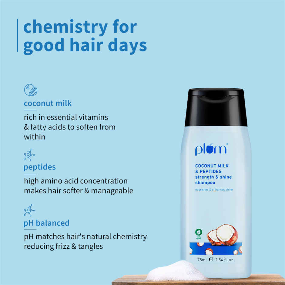 Plum Coconut Milk & Peptides Strength & Shine Shampoo | Contains Coconut Milk | Pea Peptide