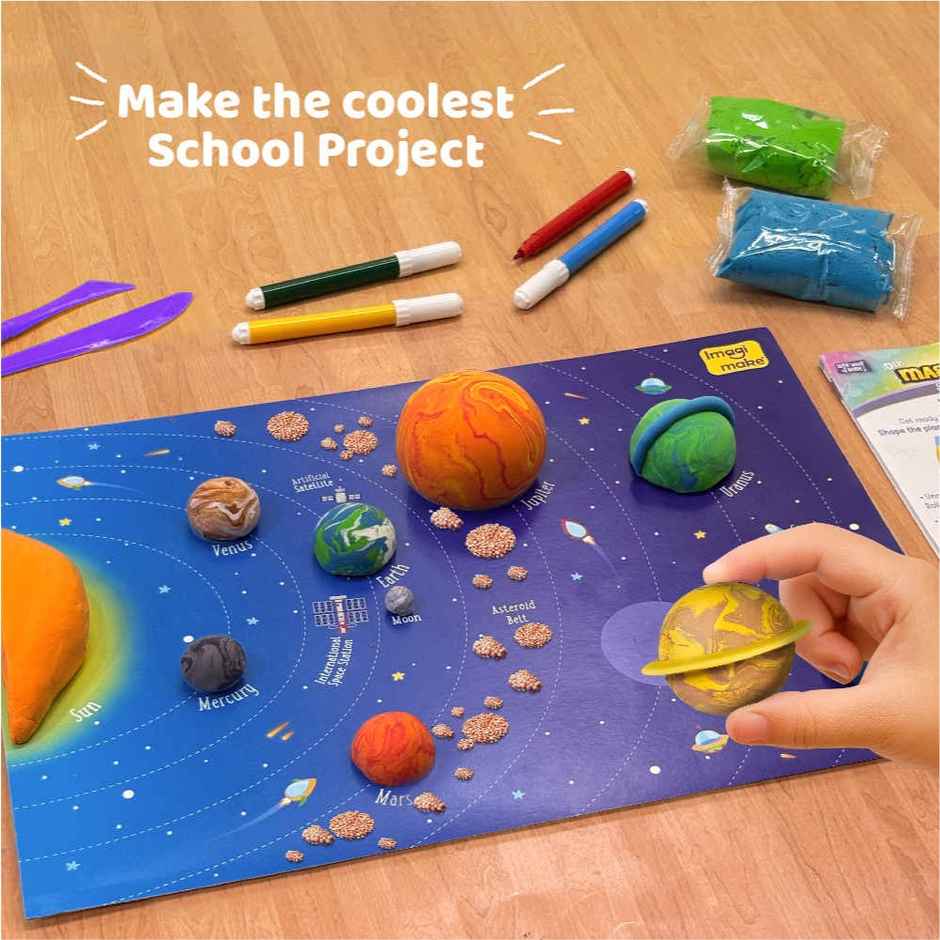 Imagimake DIY Magic Clay Solar System Theme Art and Craft Kit Birthday Gifting Toys for Kids