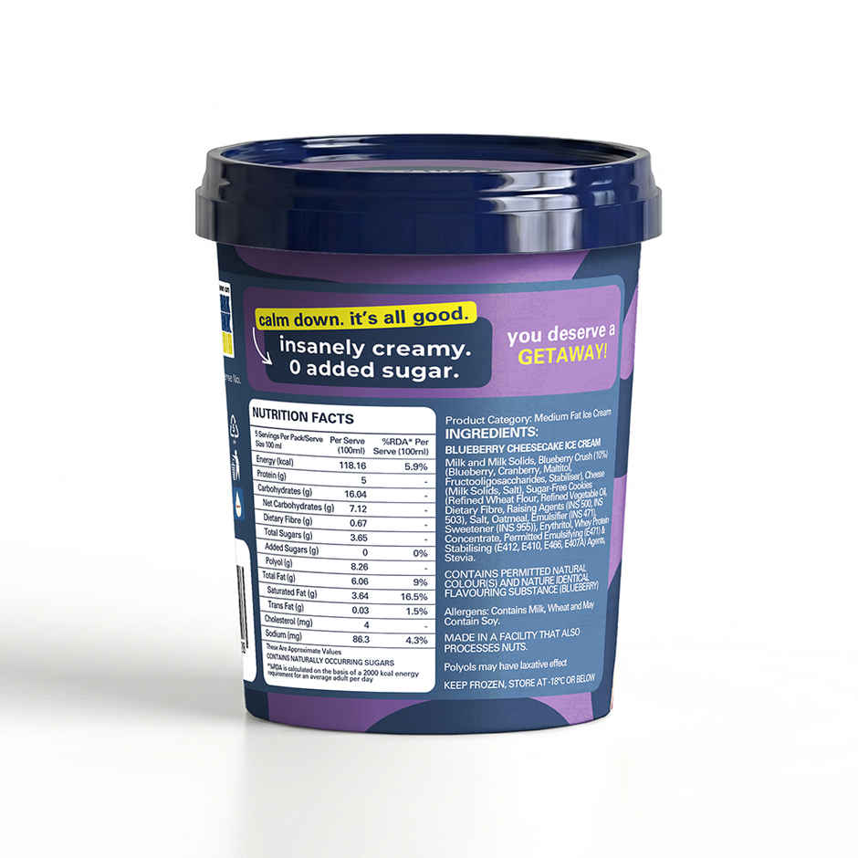 Get-A-Way Blueberry Cheesecake Ice Cream Tub | Zero Added Sugar