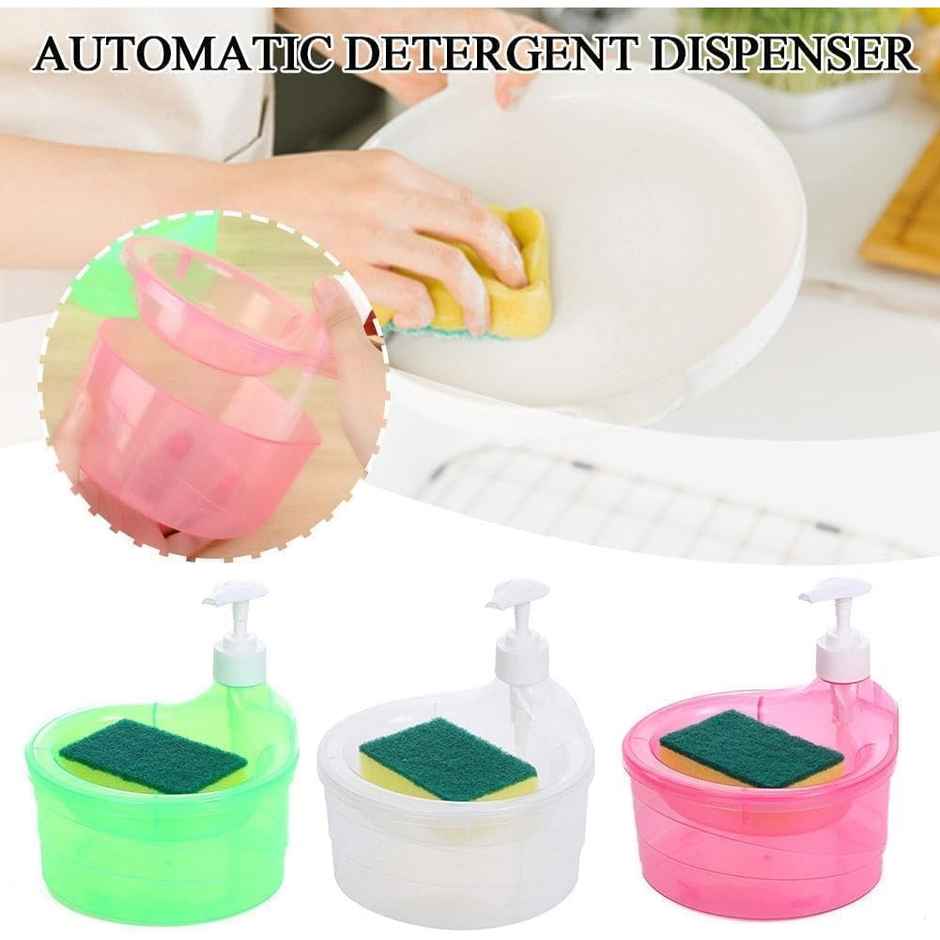 Perpetual Dish Soap Dispenser with Sponge Holder, 2 in 1 for Kitchen & Restaurant (Pack of 1)