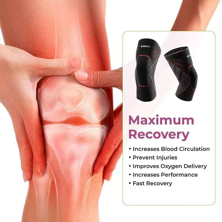 Boldfit Knee Support For Men & Women Leg Sleeves For Gym Squats Red Black - Large