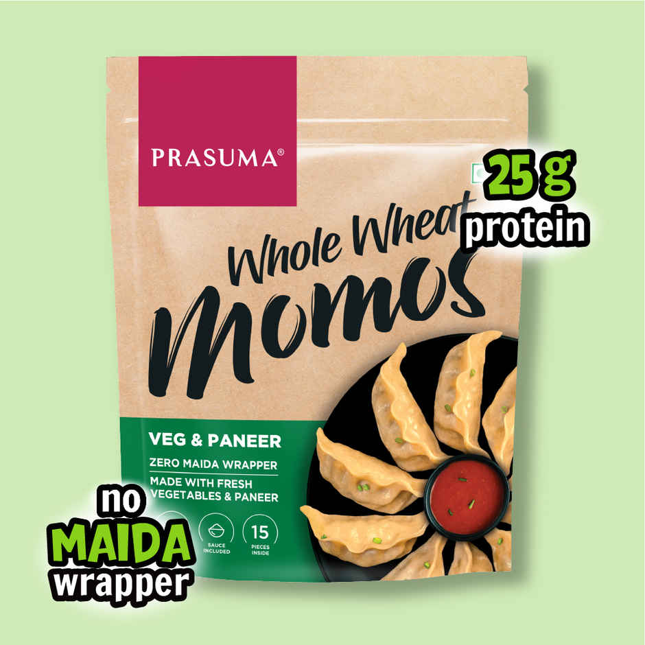 Prasuma Whole Wheat Momos - Veg & Paneer | Zero Maida, Wholesome Goodness | Fresh Paneer & Veggies