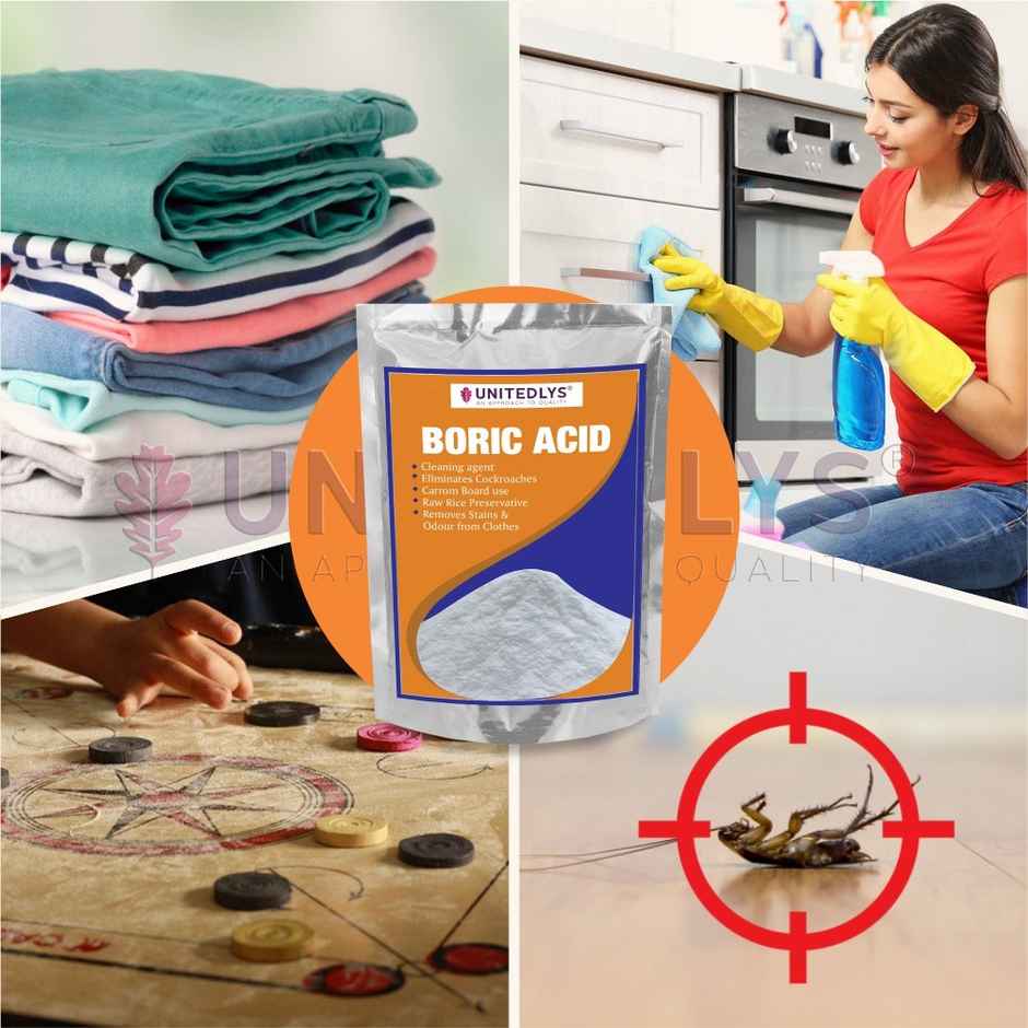 Unitedlys Multi-Purpose Boric Acid Powder with Measuring Spoon | 100% Pure Boric For Cockroaches