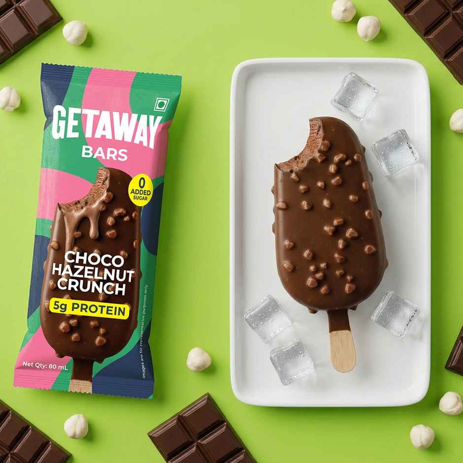 Get-A-Way Choco Hazelnut Crunch Ice Cream Stick | Zero Added Sugar | 5g Protein
