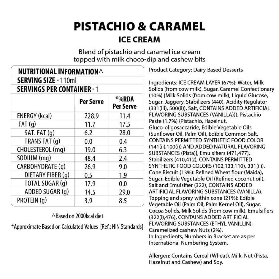 Baskin Robbins Pistachio & Caramel Ice Cream Cone