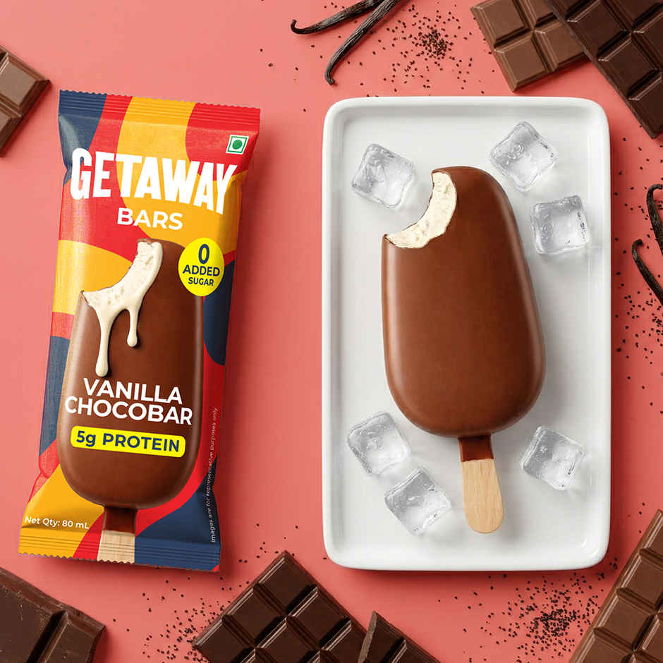 Get-A-Way Vanilla Chocobar Bar Ice Cream Stick | Zero Added Sugar | 5 g Protein