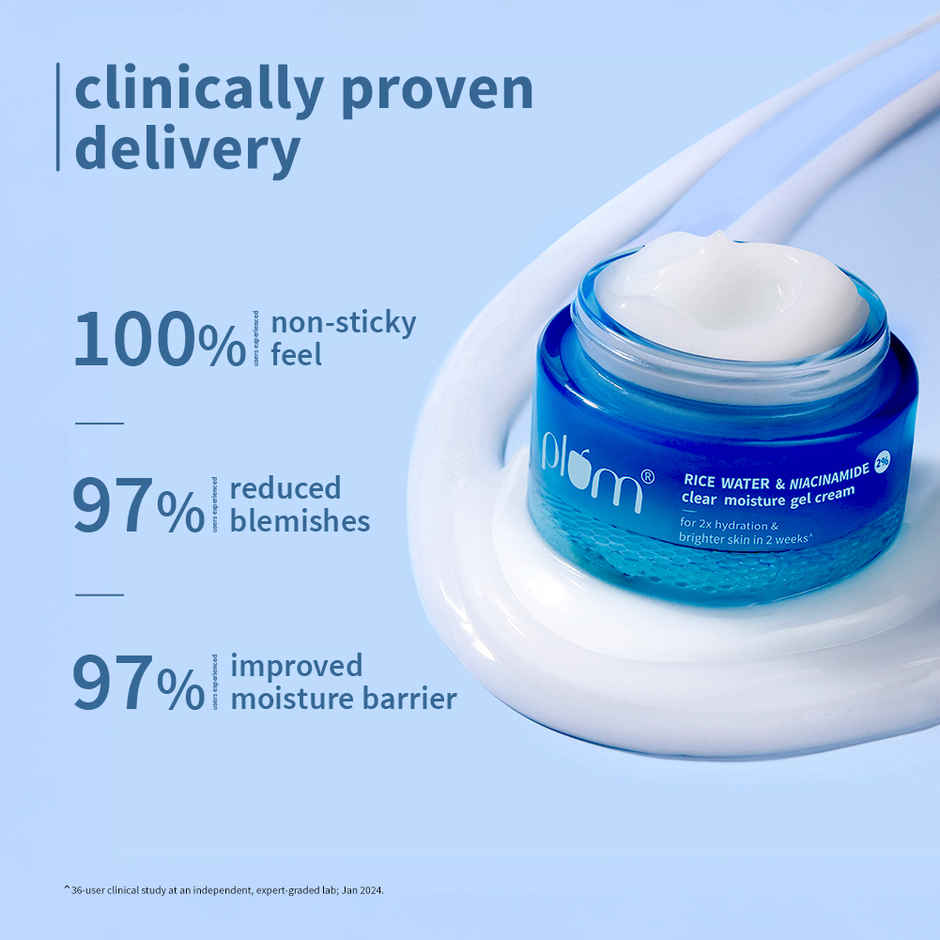 Plum 2% Niacinamide & Rice Water Brightening Moisture Gel Cream | Fades Blemishes