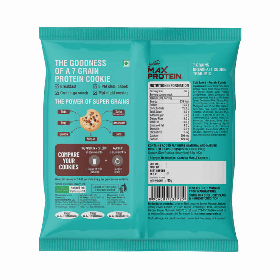 Ritebite Max Protein Cookie Trail Mix, No Maida Multigrain Premium Biscuit Cookies