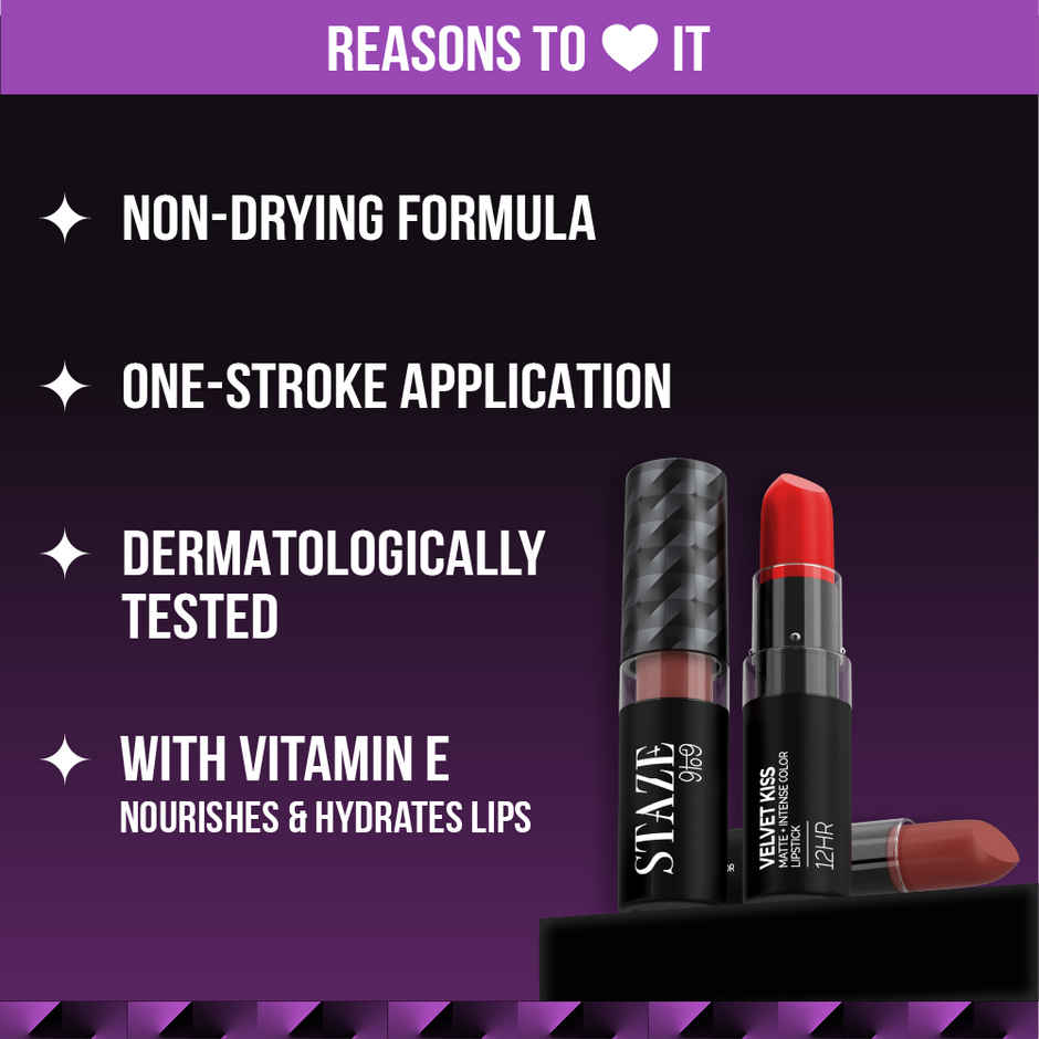 Staze Velvet Kiss Matte Bullet Lipstick |04 Red Set Go