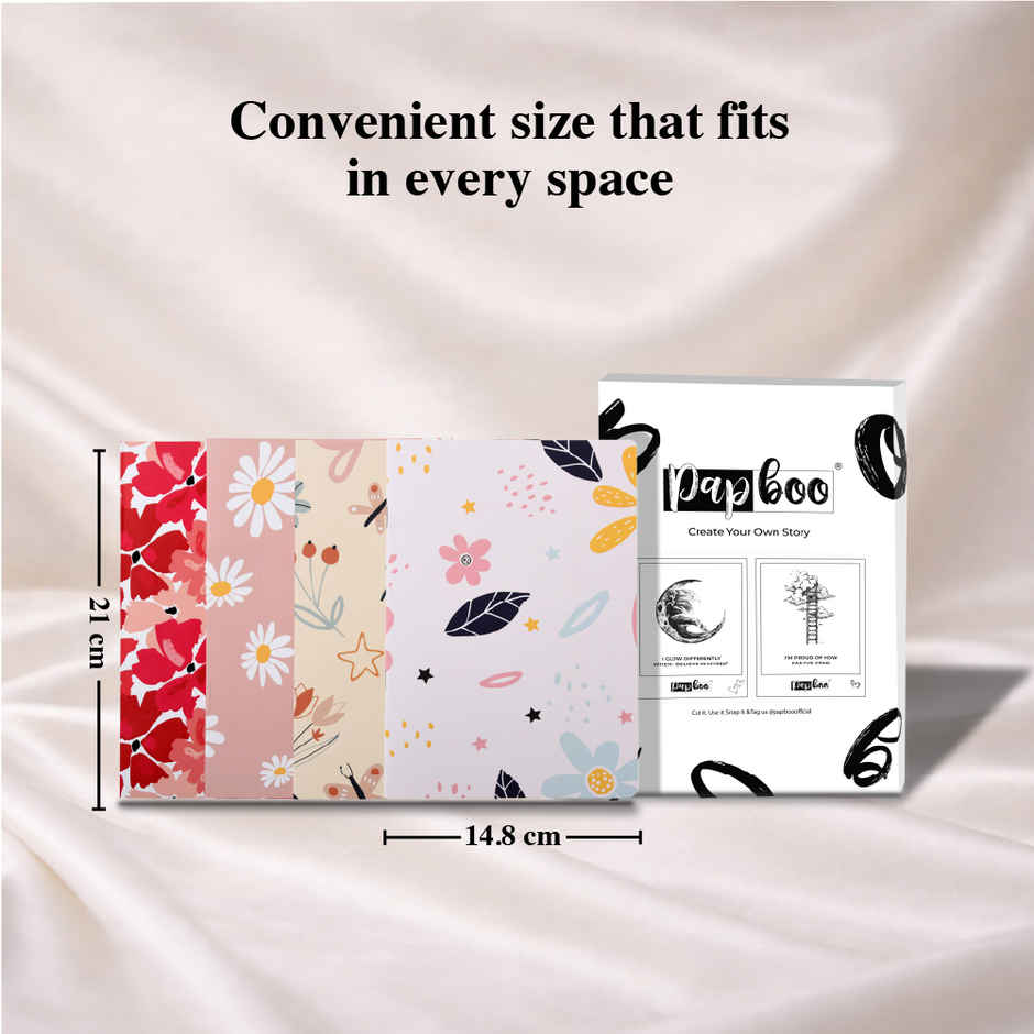 Papboo Floral A5 Ruled Set Of 4 Notebooks, 80 Gsm Paper (240 Pages, 21 x 15 cm, Blue)