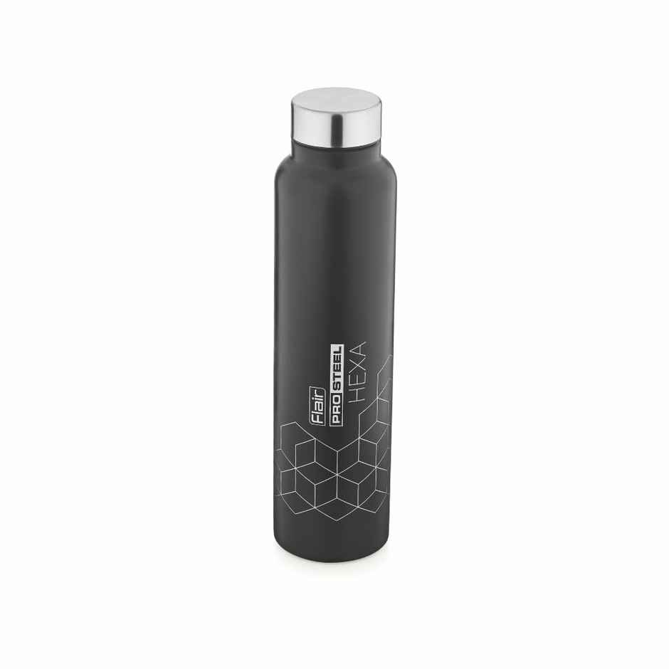 Flair Hexa Stainless Steel Water Bottle 1000 ml Black Color