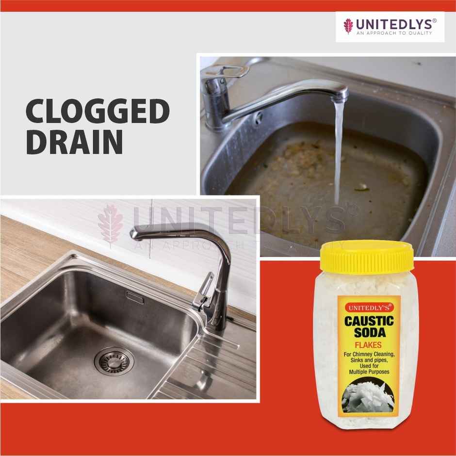 Unitedlys Caustic Soda Drainage Block Remover Chimney Drain & Sink Cleaner