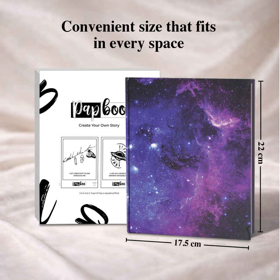 Papboo Galaxy Single Ruled Hardbound Notebook Diary, (22 X 17.5 Cm), 80 Gsm, 140 Pages