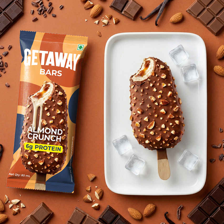 Get-A-Way Almond Crunch Bar Ice Cream Stick | Zero Added Sugar | 6g Protein