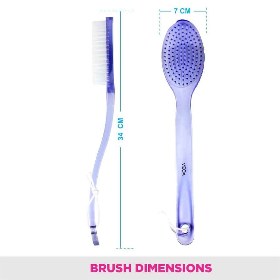 Vega Soft Bristle Bath Brush With Ergonomic Handle | Plastic | Color May Vary