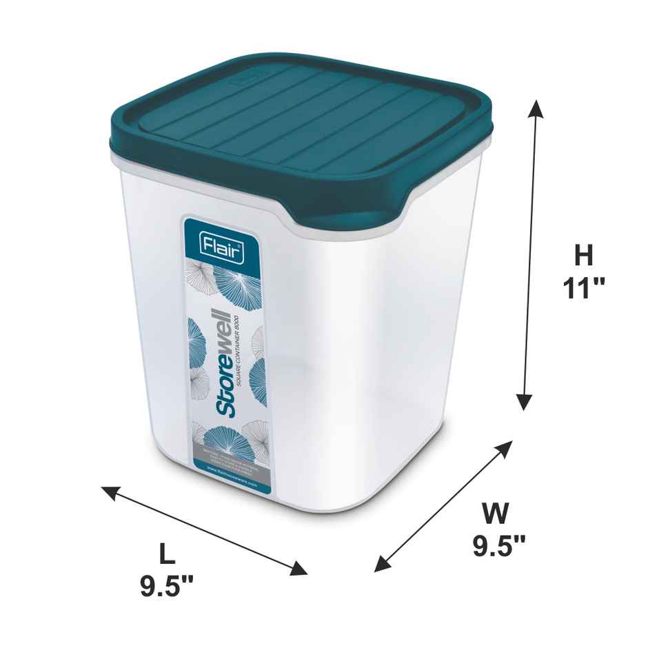 Flair Plastic Storewell Food Storage Containers 12000Ml (Blue), Food Grade, Bpa Free, Spices Grains