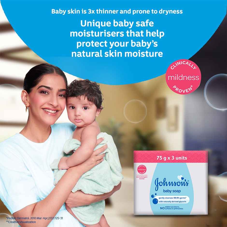 Johnson Baby Soap | Gently Cleanses 99.9% Germs | Pack Of 3