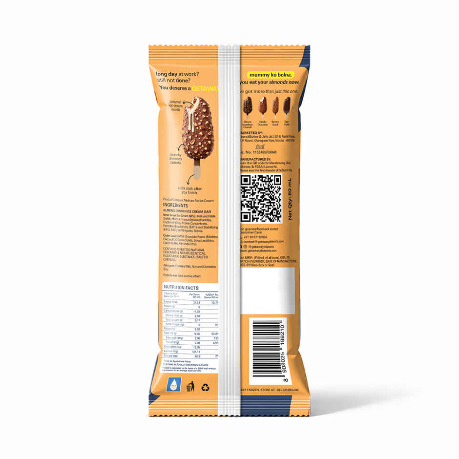Get-A-Way Almond Crunch Ice Cream Stick | Zero Added Sugar | 6g Protein