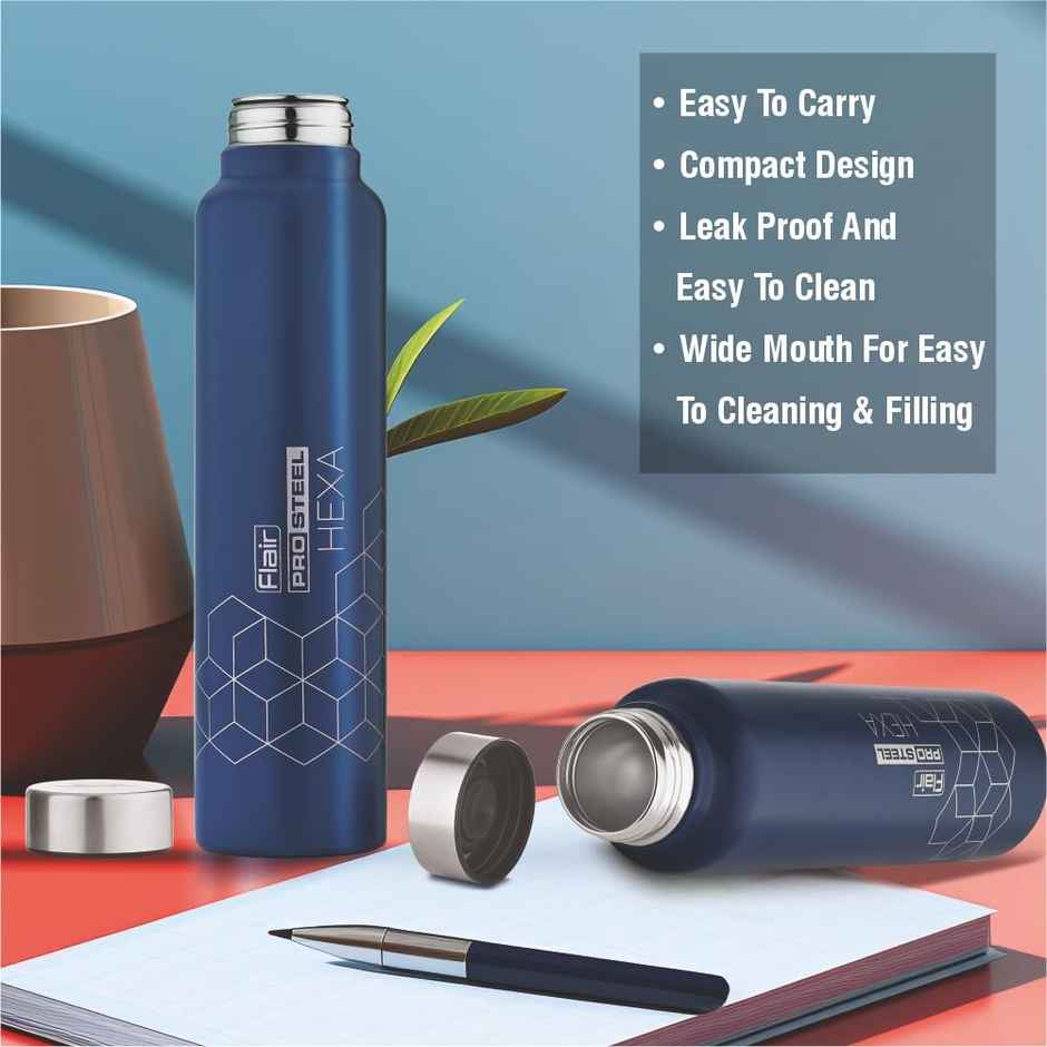 Flair Hexa 1000Ml Stainless Steel Water Bottle - Blue Thunder