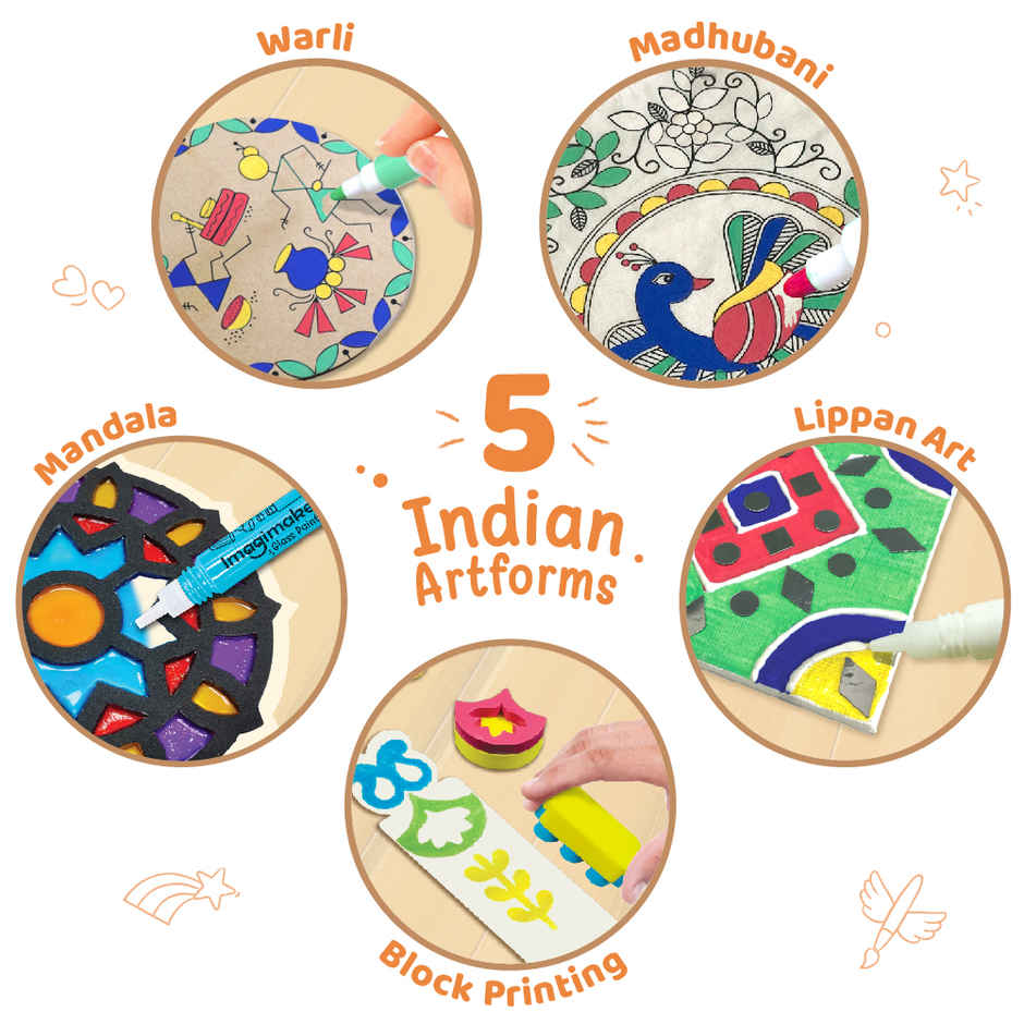 Imagimake Indian Art Forms Kit | Cultural Learning Toy | Traditional Craft Set for Kids