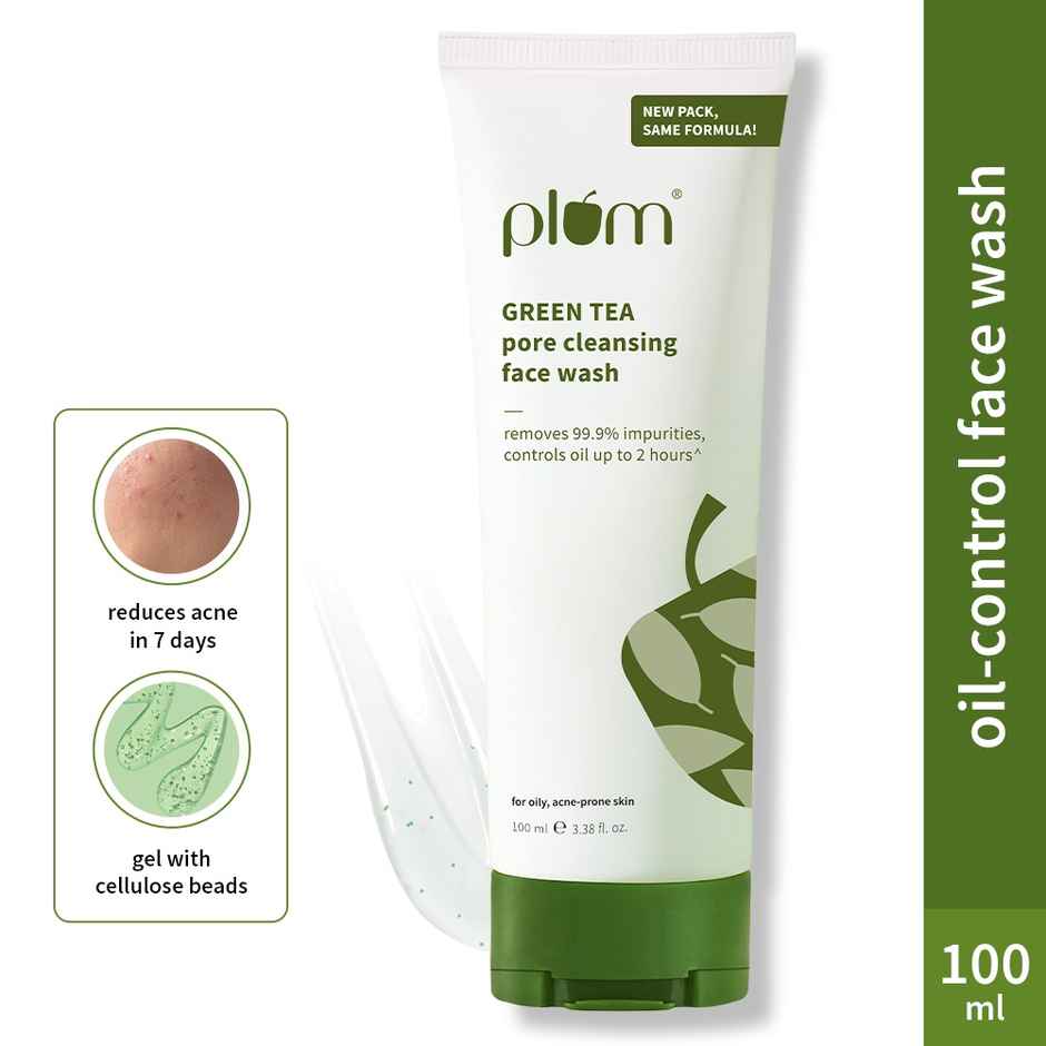 Plum Green Tea Pore Cleansing Face Wash Acne Face Wash Oily Skin| Bright Clear Skin Soap-Free|(100ml), Plum Green Tea Alcohol-Free Toner(200ml) & Plum Green Tea Oil Free Moisturizer (50ml) Combo