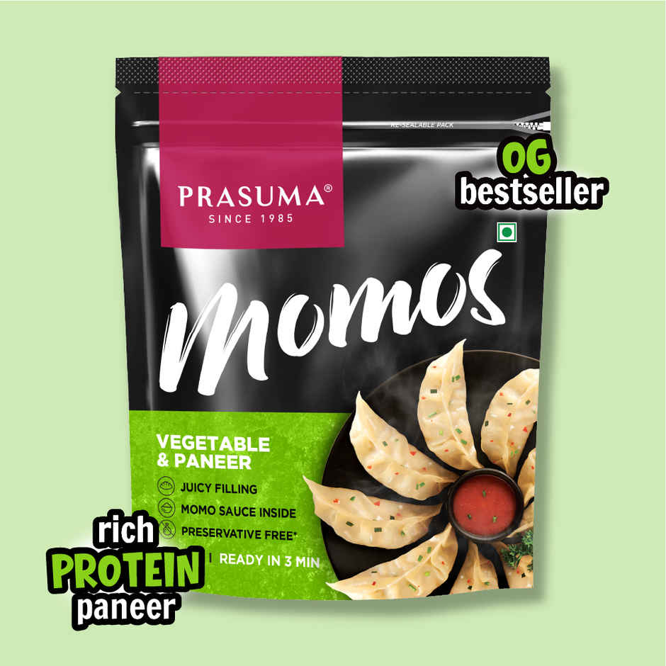 Prasuma Veg & Paneer Momos | No Preservatives, MSG or Palm Oil | Only Fresh Paneer & Veggies