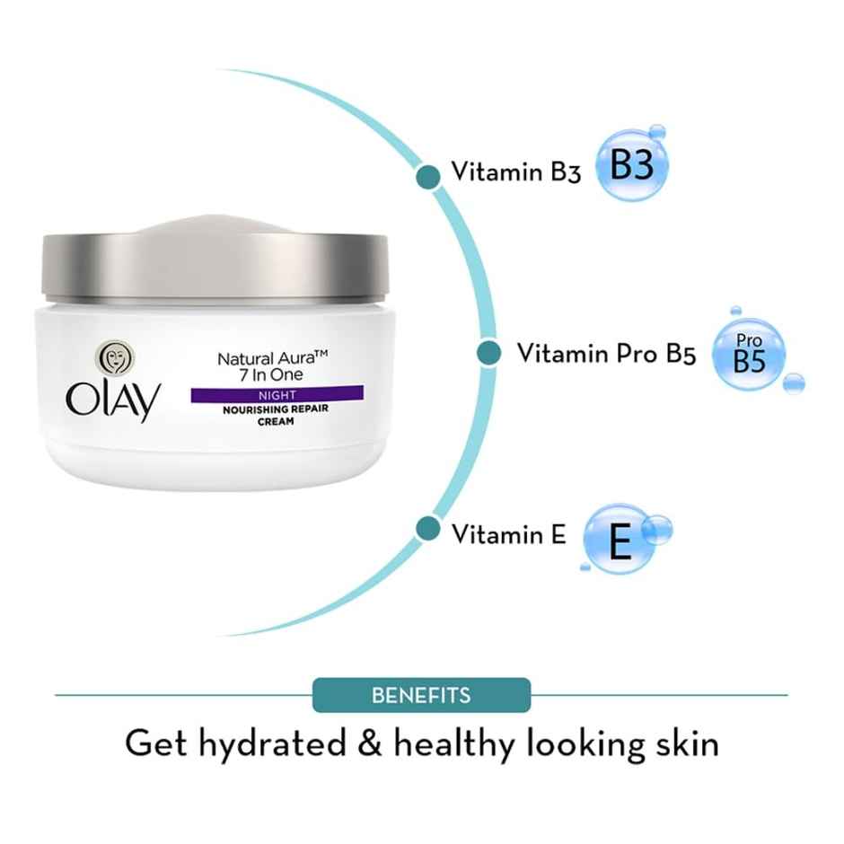 Olay Natural Aura Night Cream With Vitamin B3, Pro B5 E