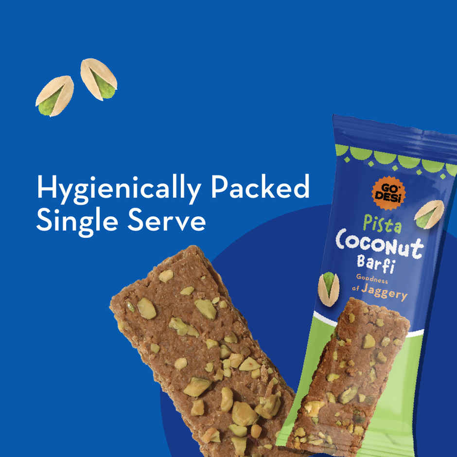 Pista Coconut Barfi, 6 Pcs | Burfi | Sweets | By GO DESi