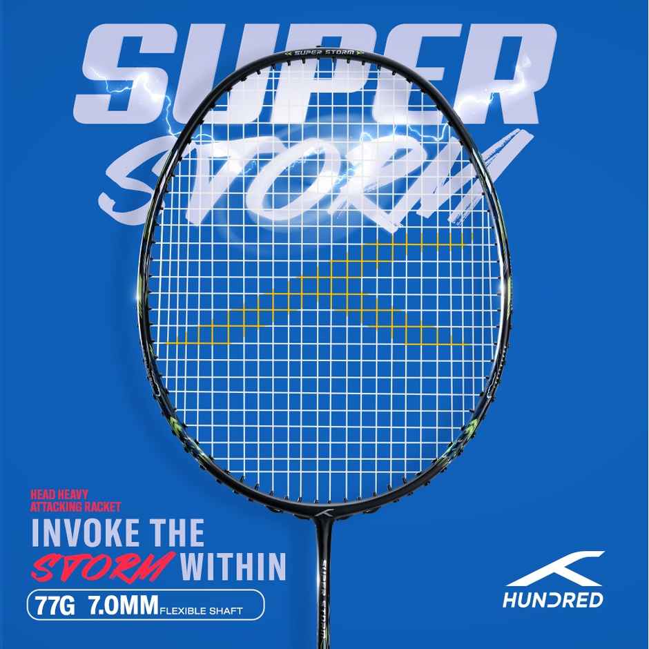 Hundred Super Storm Strung Racket With Full Racket Cover