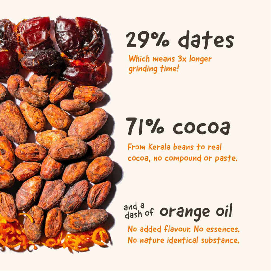 The Whole Truth Dark Cocoa Bar - Orange | 80 G | Sweetened With Dates