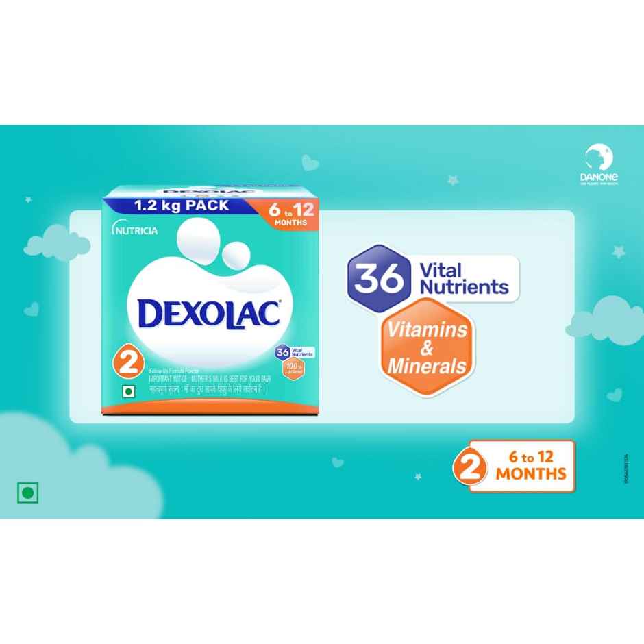 Dexolac Infant Formula Milk Powder For Babies - Stage 2 | 6 To 12 Months | Large Pack