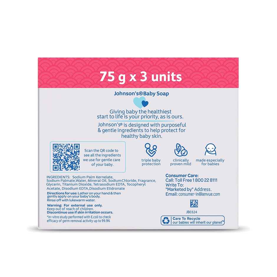 Johnson Baby Soap | Gently Cleanses 99.9% Germs | Pack Of 3