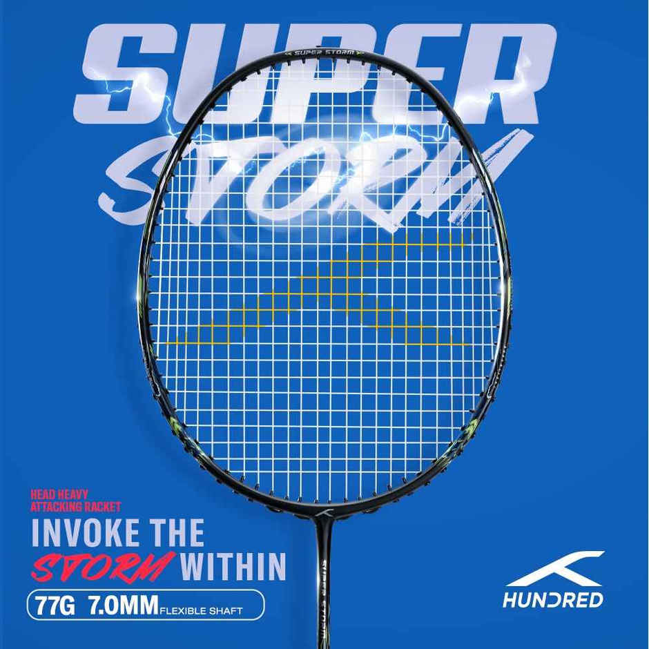 Hundred Super Storm Strung Racket With Full Racket Cover - Buy at ₹1409 ...