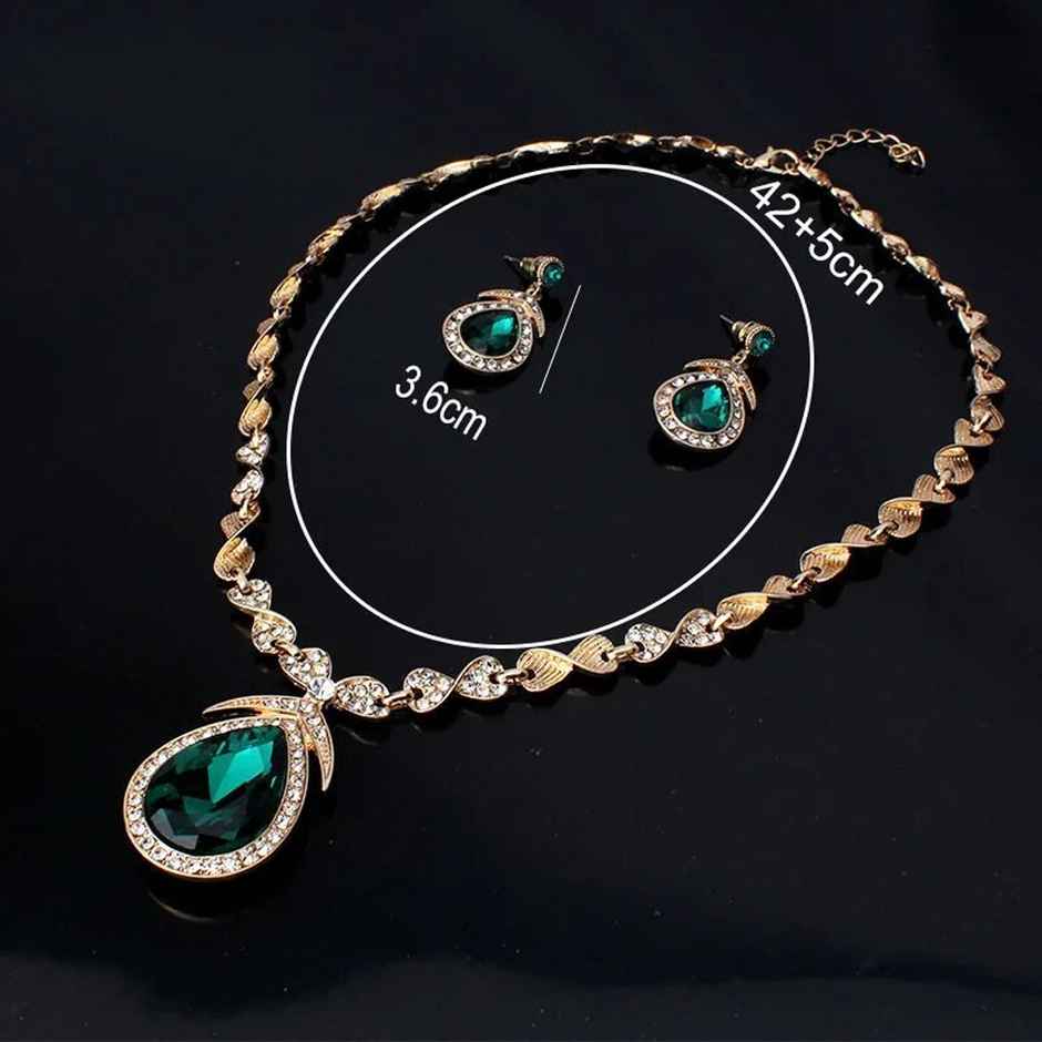 Shining Diva Fashion Latest Stylish Design Fancy Crystal Necklace Jewellery Set for Women | 15221s