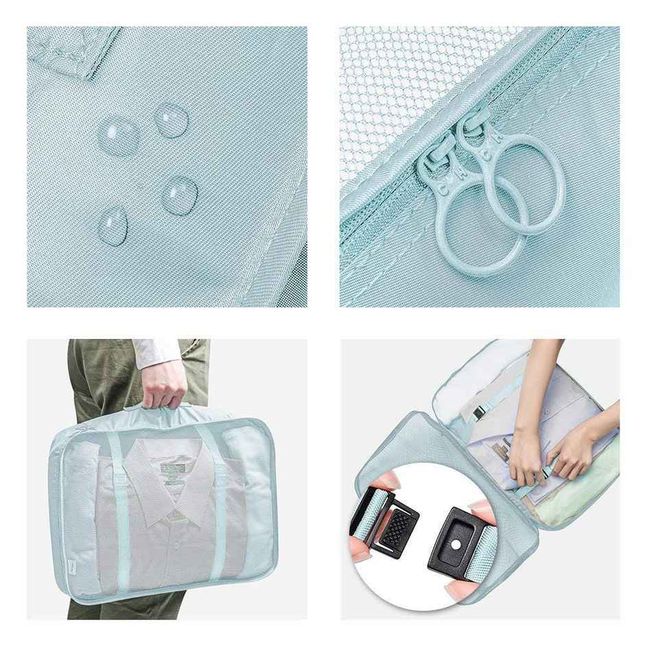 Lazer Polyester Travel Organizer Bag Set Light Blue