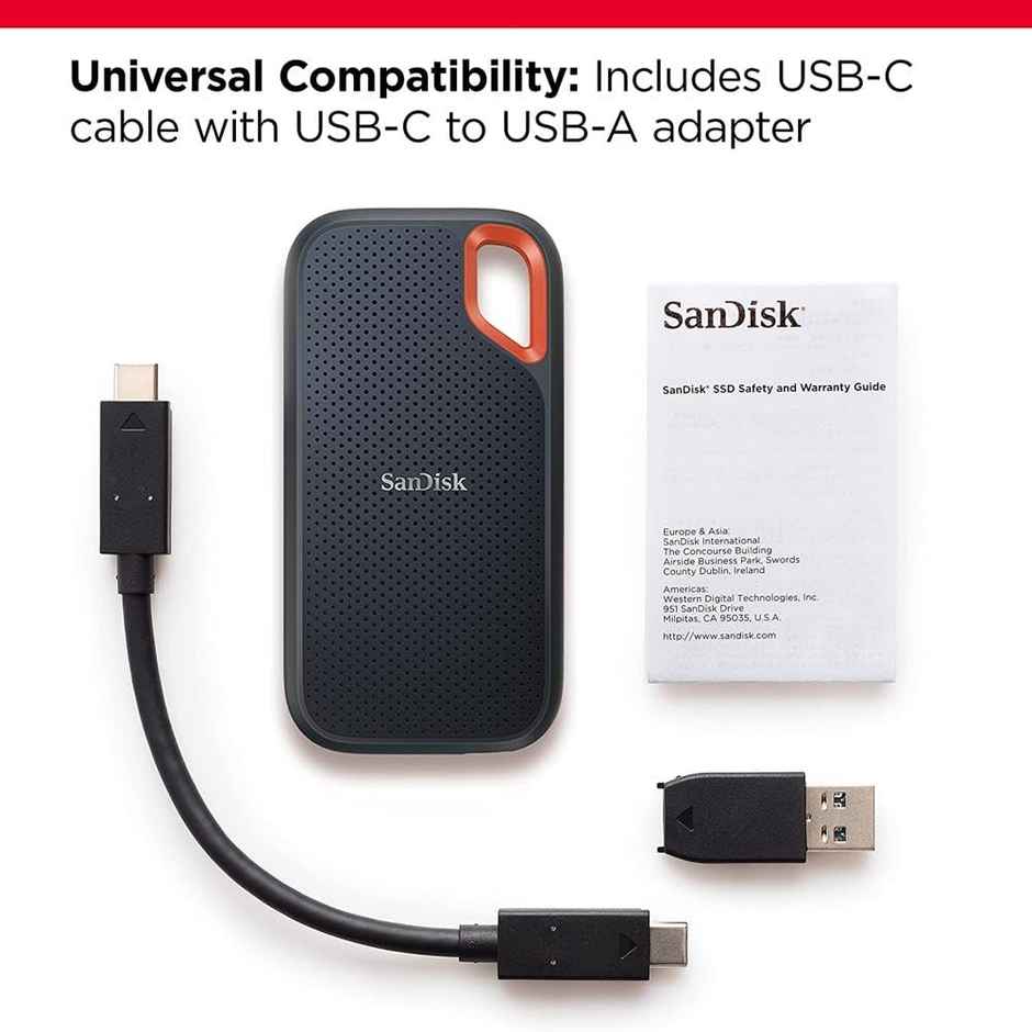 Sandisk Extreme Portable 1Tb, 1050Mb/S R, 1000Mb/S , External Ssd, Black Color