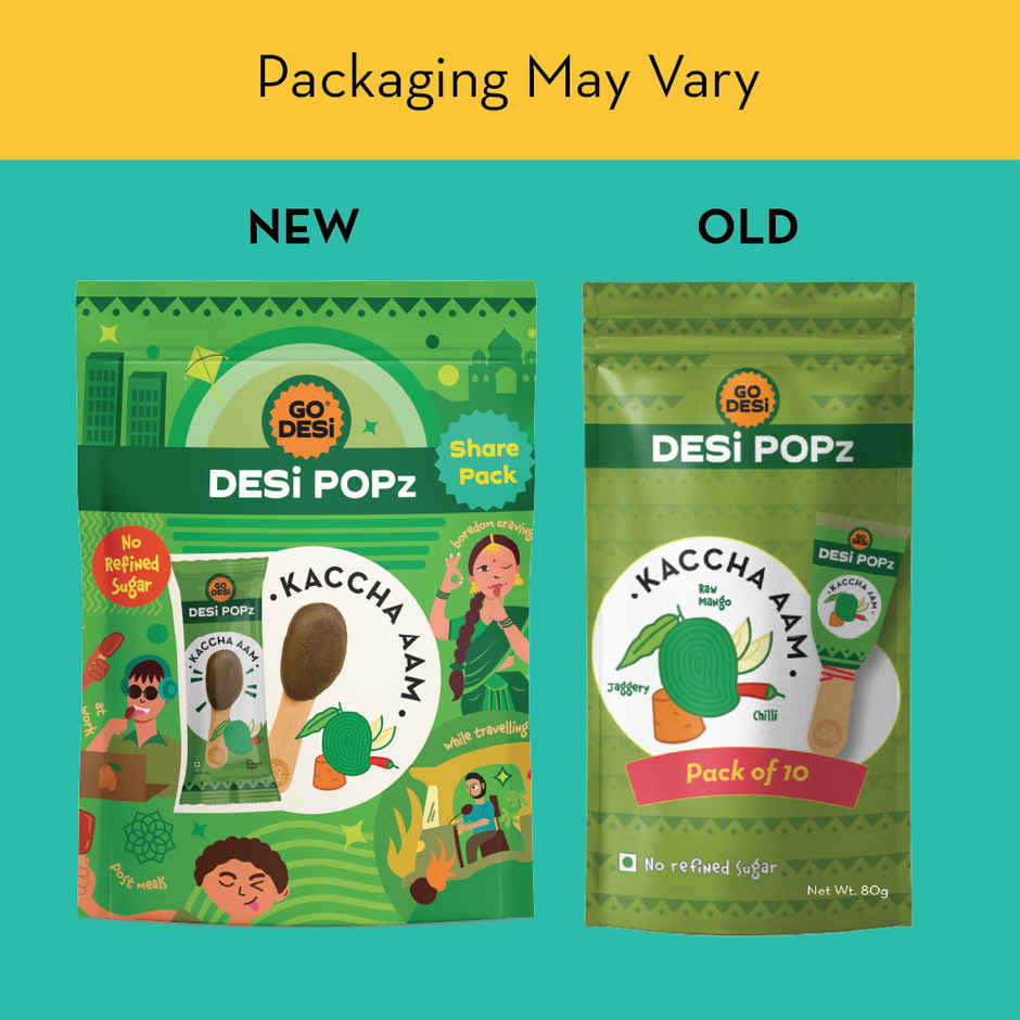 Tangy Imli (Tamarind) 10 Pcs Sour Candy | No Refined Sugar | Lollipop By Go Desi (10pc) & Go Desi Desi Popz Kaccha Aam Mango Candy (10pc) Combo